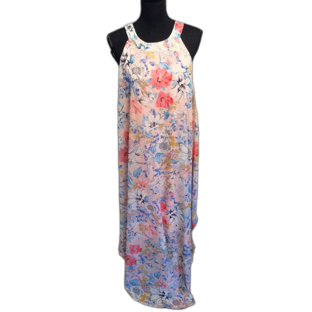 Plus size 2X Floral Romantic Sleeveless Maxi Dress Flowy Lined Love Squared
